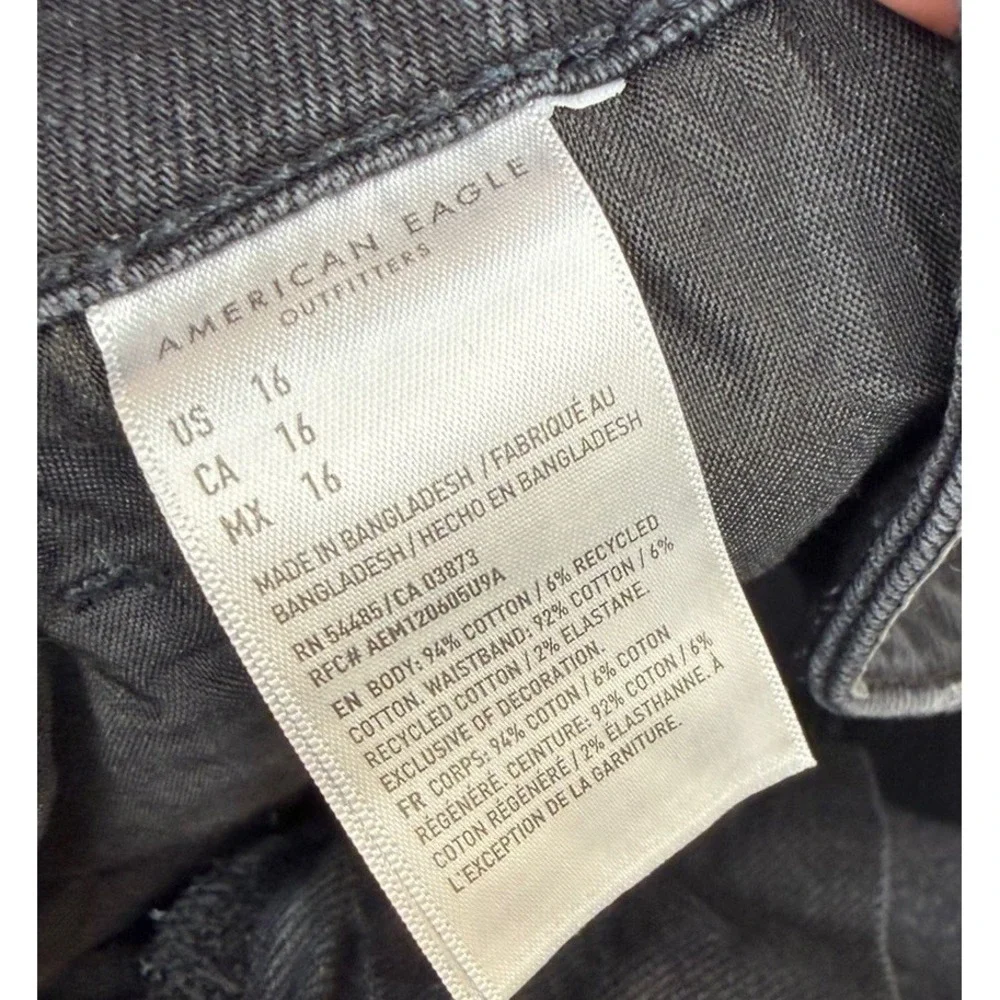 American Eagle Women's Black Denim Shorts Size 16 Distressed Jean Shorts